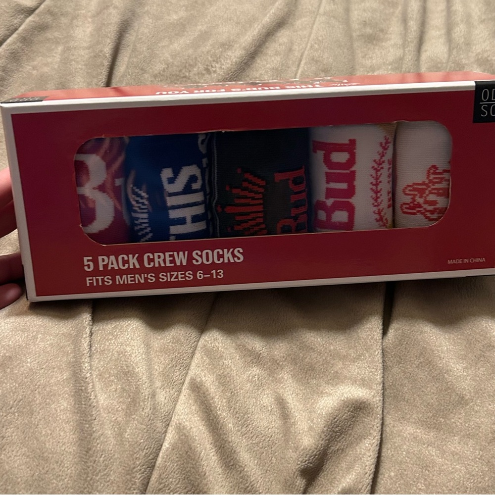 NWT Odd Sox Budweiser Men's Crew Socks 5-Pack - Multicolor
